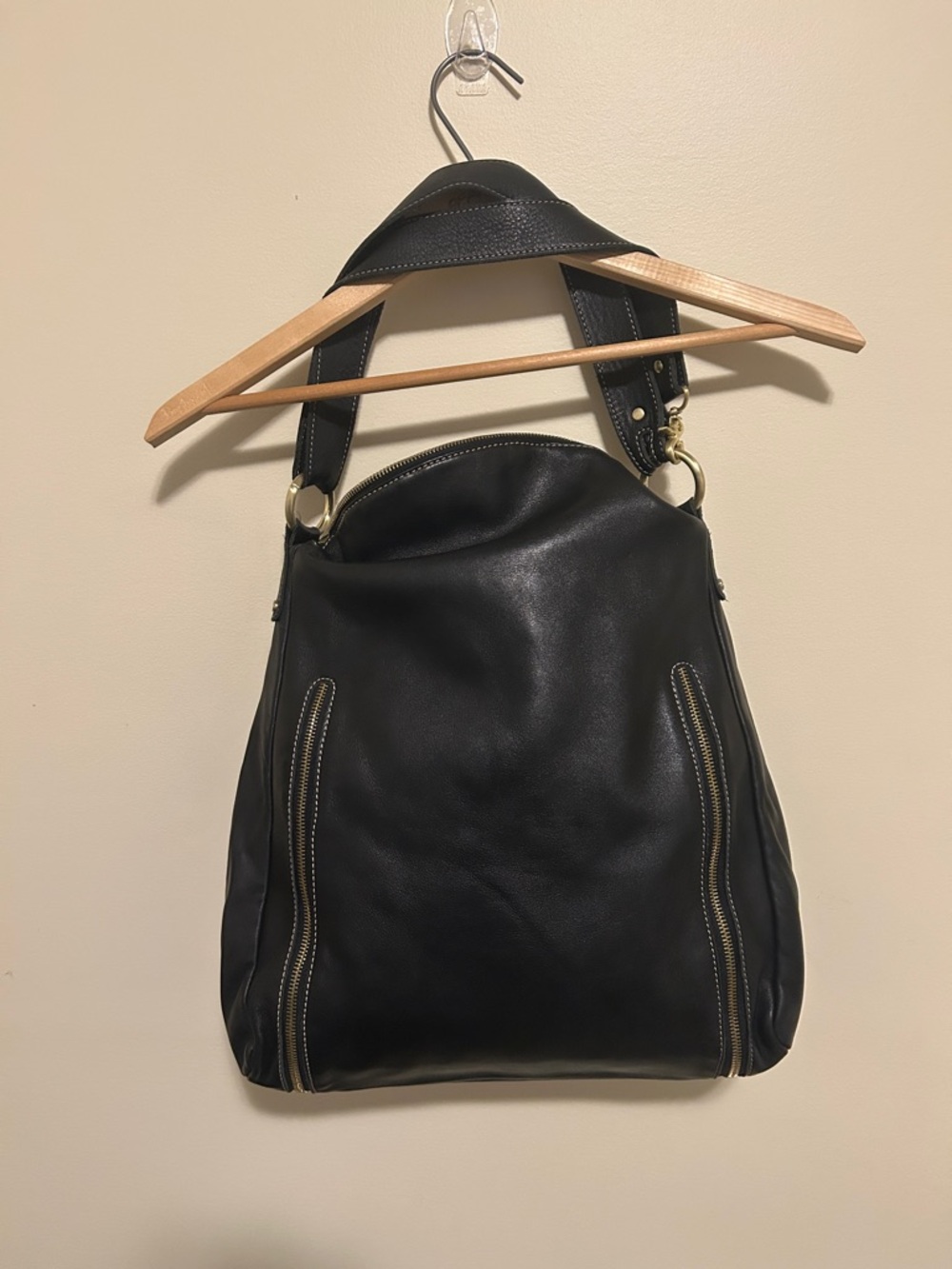 Brio! Black 100% Leather Hobo Shoulder Bag - NWOT - Picture 9 of 12